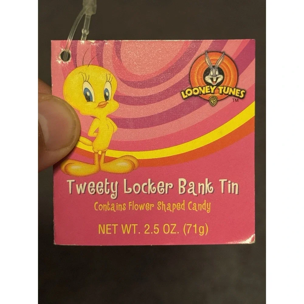 Vintage Y2K Looney Tunes Tweety Bird Mini Locker Bank Tin Houston Harvest 5.5